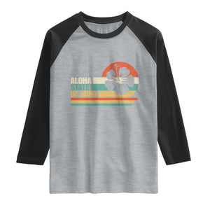 Aloha State Of Mind Raglan Shirt Tropical Hibiscus Floral TS14 Heather Gray Black Print Your Wear