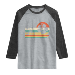 Aloha State Of Mind Raglan Shirt Tropical Hibiscus Floral TS14 Heather Gray Heather Charcoal Print Your Wear