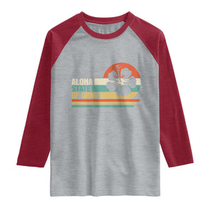 Aloha State Of Mind Raglan Shirt Tropical Hibiscus Floral TS14 Heather Gray Heather Red Print Your Wear