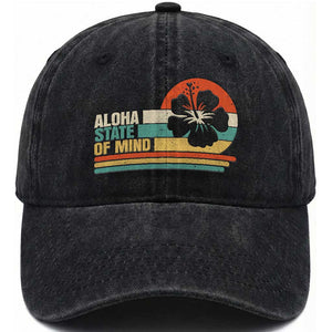 Aloha State Of Mind Washed Cotton Baseball Cap Tropical Hibiscus Floral
