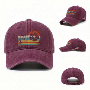 Aloha State Of Mind Washed Cotton Baseball Cap Tropical Hibiscus Floral