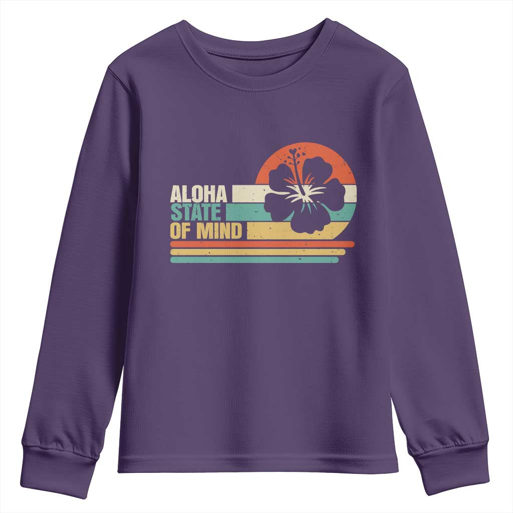 Aloha State Of Mind Youth Sweatshirt Tropical Hibiscus Floral