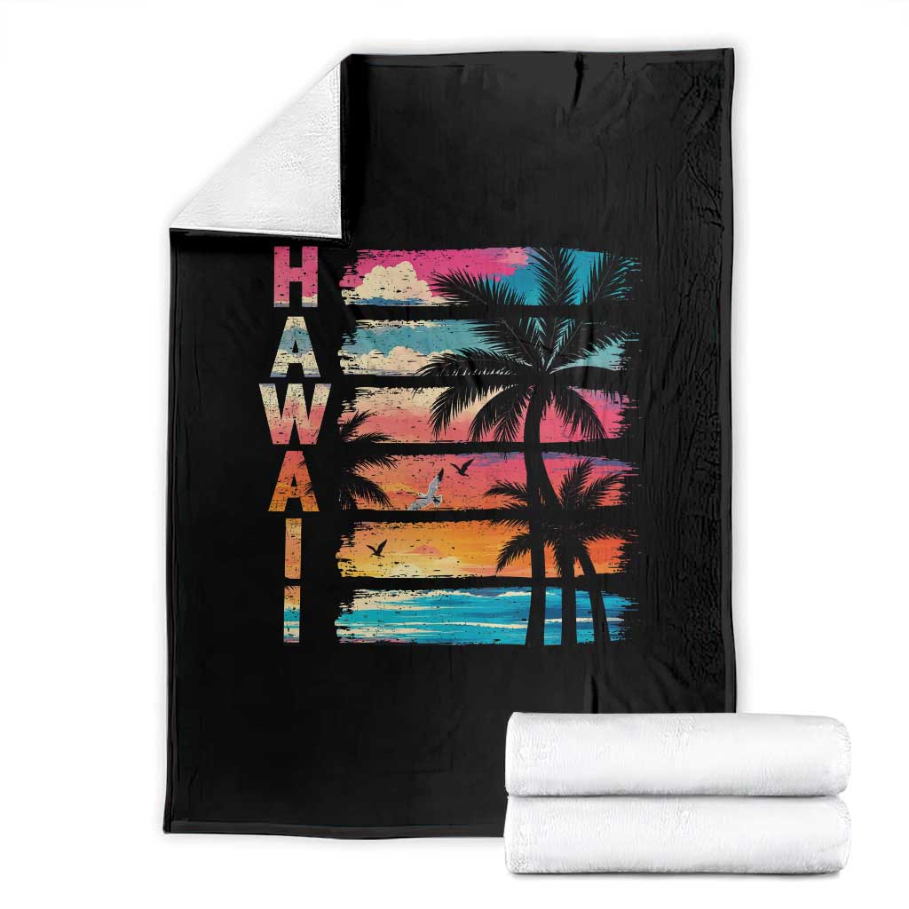 Vintage Hawaii Tropical Beach Vacation Throw Blanket