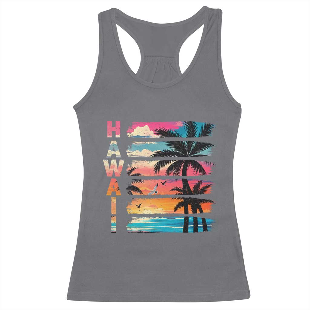 Vintage Hawaii Tropical Beach Vacation Racerback Tank Top TS14 Charcoal Print Your Wear