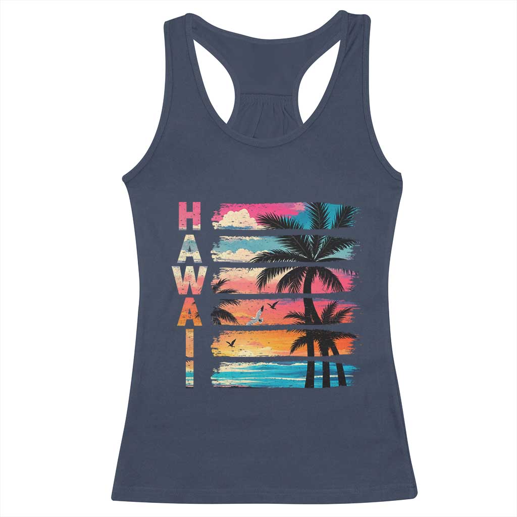Vintage Hawaii Tropical Beach Vacation Racerback Tank Top TS14 Navy Print Your Wear