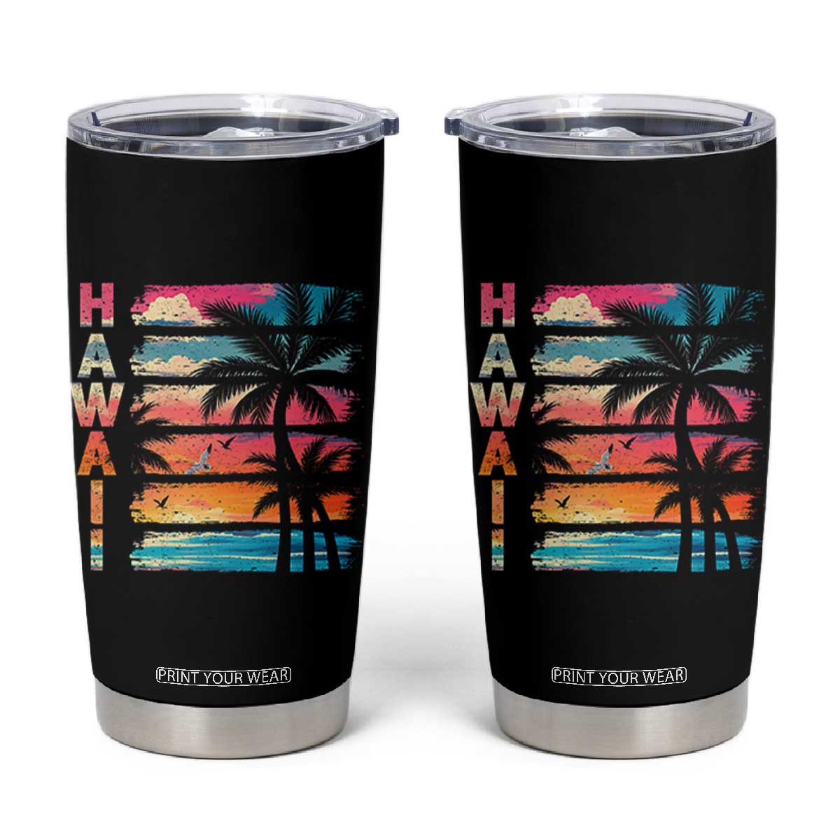 Vintage Hawaii Tropical Beach Vacation Tumbler Cup
