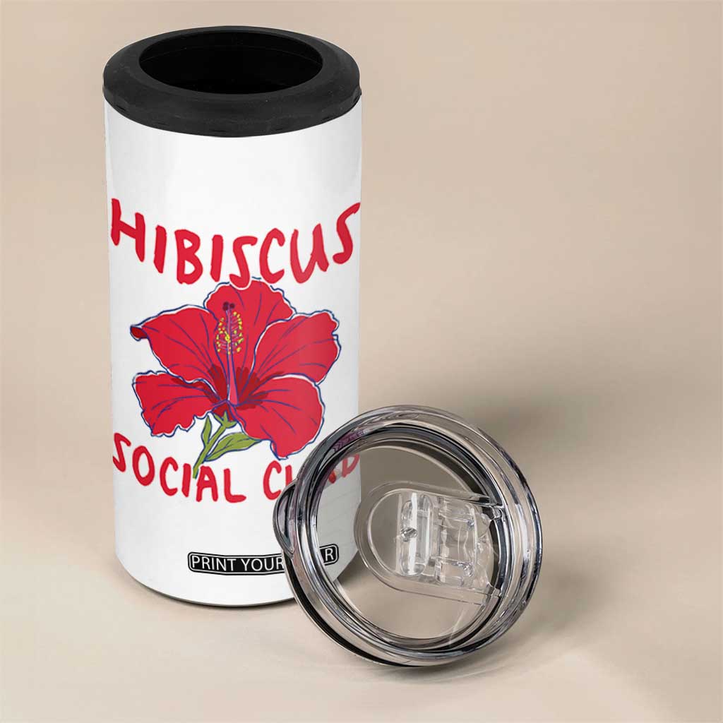 Hibiscus Flower 4 in 1 Can Cooler Tumbler Aloha Hawaii Tropical Beach Vacation