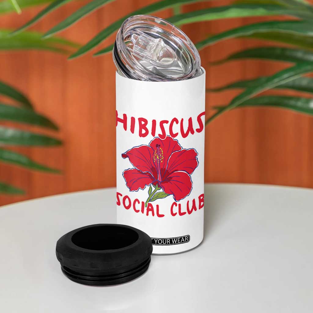 Hibiscus Flower 4 in 1 Can Cooler Tumbler Aloha Hawaii Tropical Beach Vacation