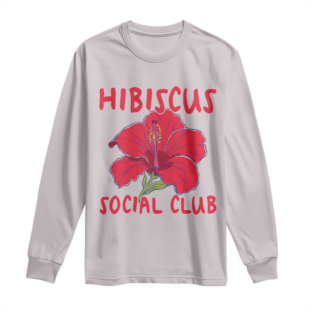 Hibiscus Flower Long Sleeve Shirt Aloha Hawaii Tropical Beach Vacation