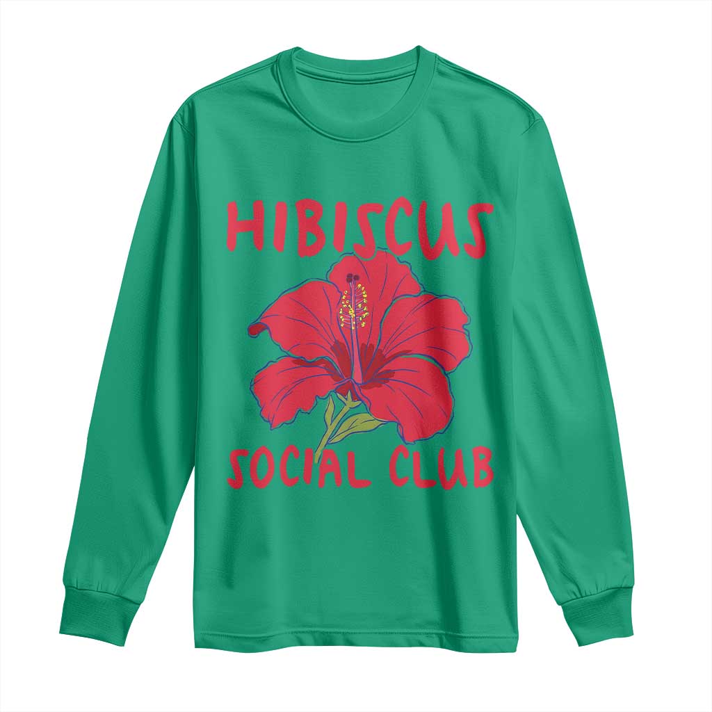 Hibiscus Flower Long Sleeve Shirt Aloha Hawaii Tropical Beach Vacation