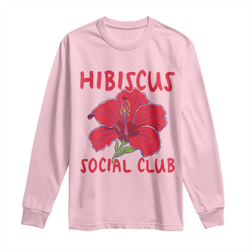 Hibiscus Flower Long Sleeve Shirt Aloha Hawaii Tropical Beach Vacation