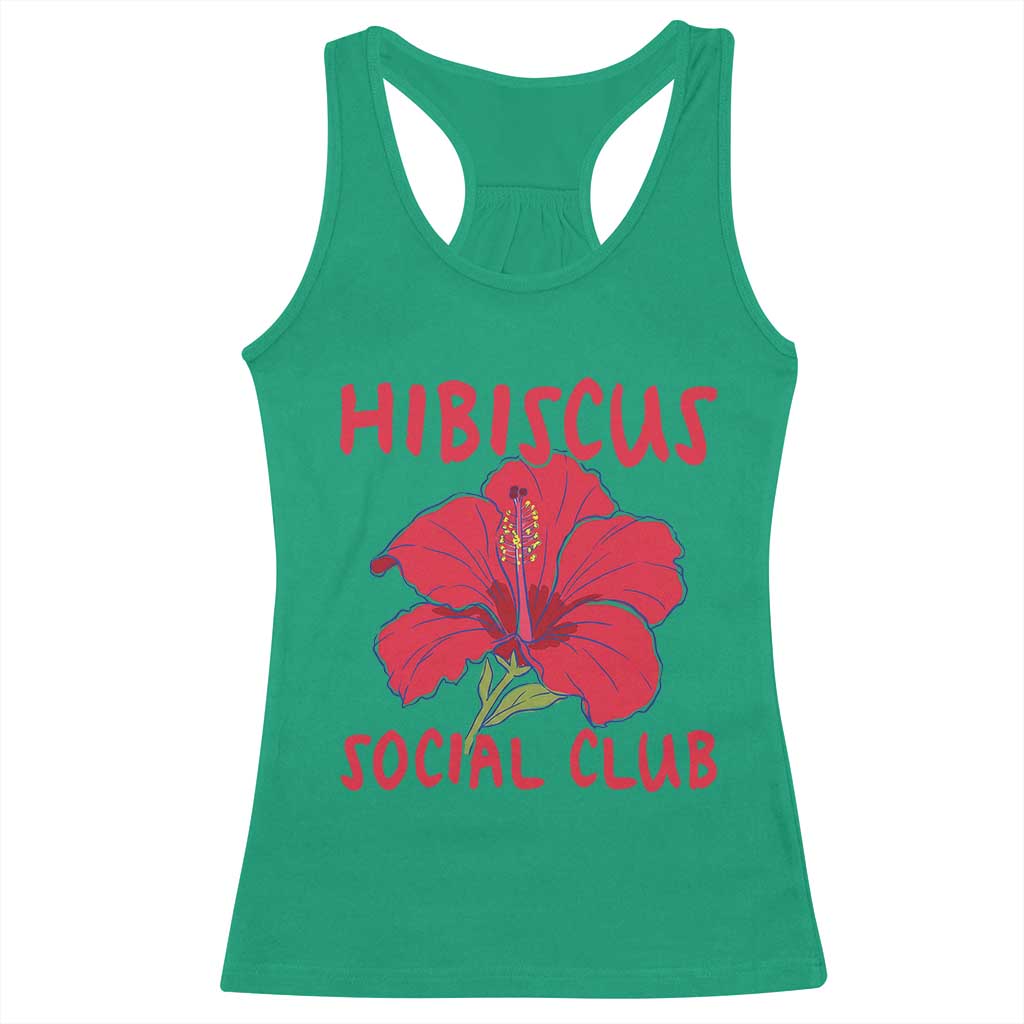 Hibiscus Flower Racerback Tank Top Aloha Hawaii Tropical Beach Vacation