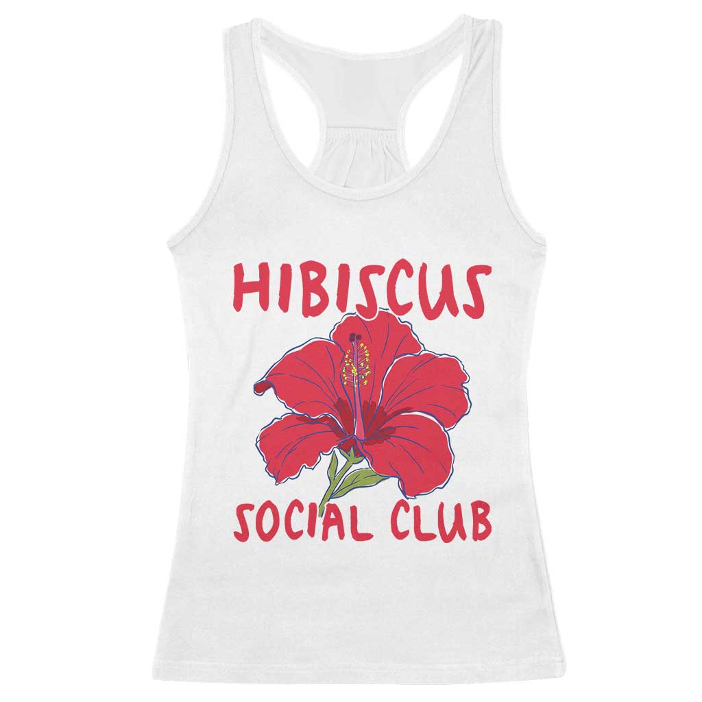 Hibiscus Flower Racerback Tank Top Aloha Hawaii Tropical Beach Vacation