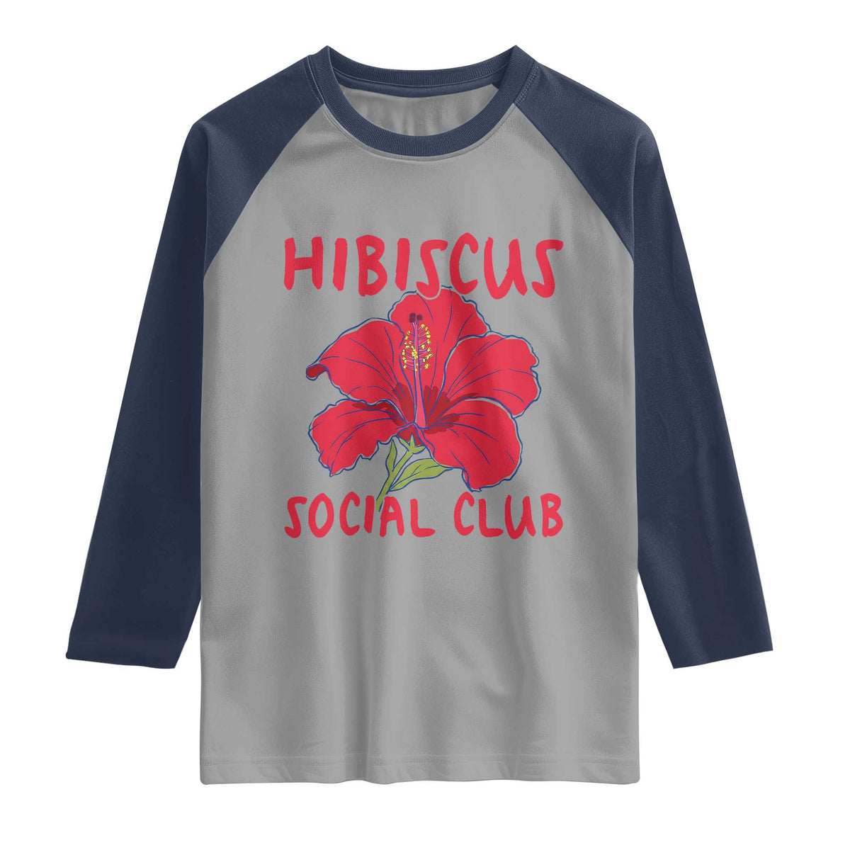 Hibiscus Flower Raglan Shirt Aloha Hawaii Tropical Beach Vacation