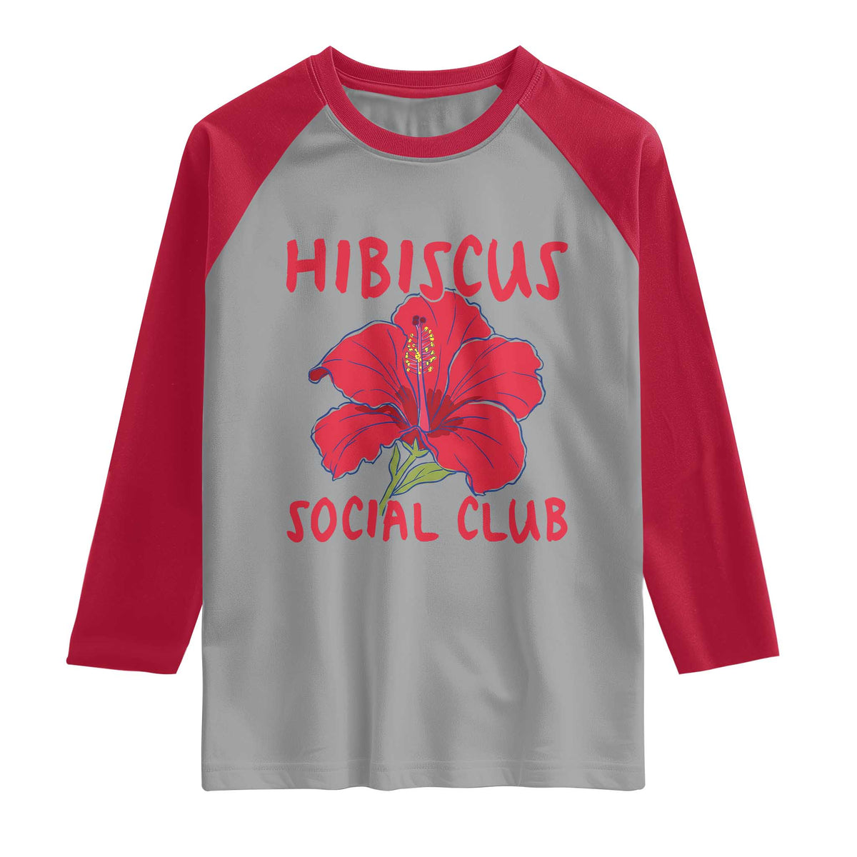 Hibiscus Flower Raglan Shirt Aloha Hawaii Tropical Beach Vacation