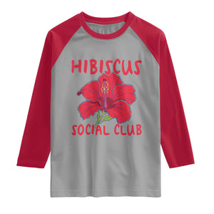 Hibiscus Flower Raglan Shirt Aloha Hawaii Tropical Beach Vacation
