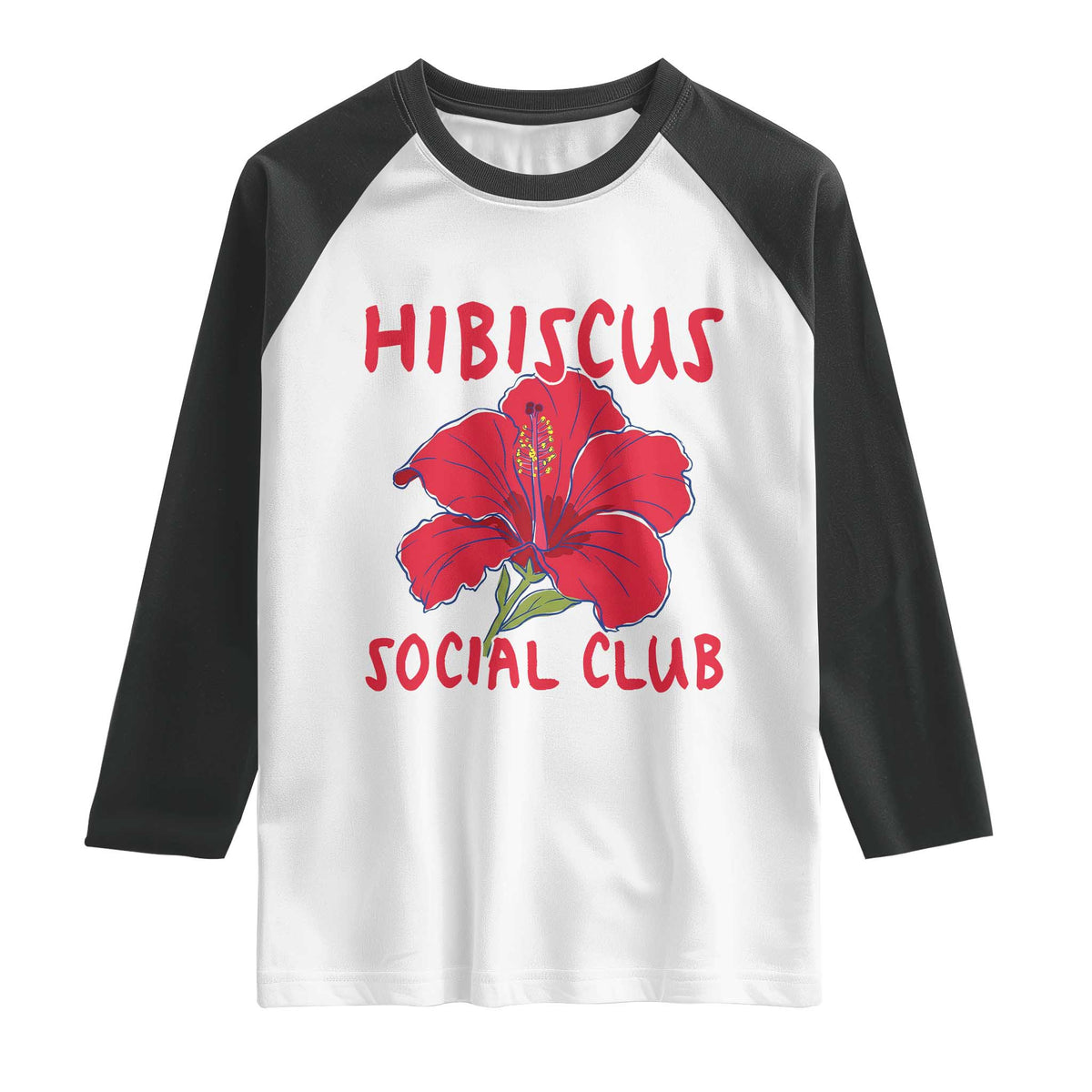 Hibiscus Flower Raglan Shirt Aloha Hawaii Tropical Beach Vacation