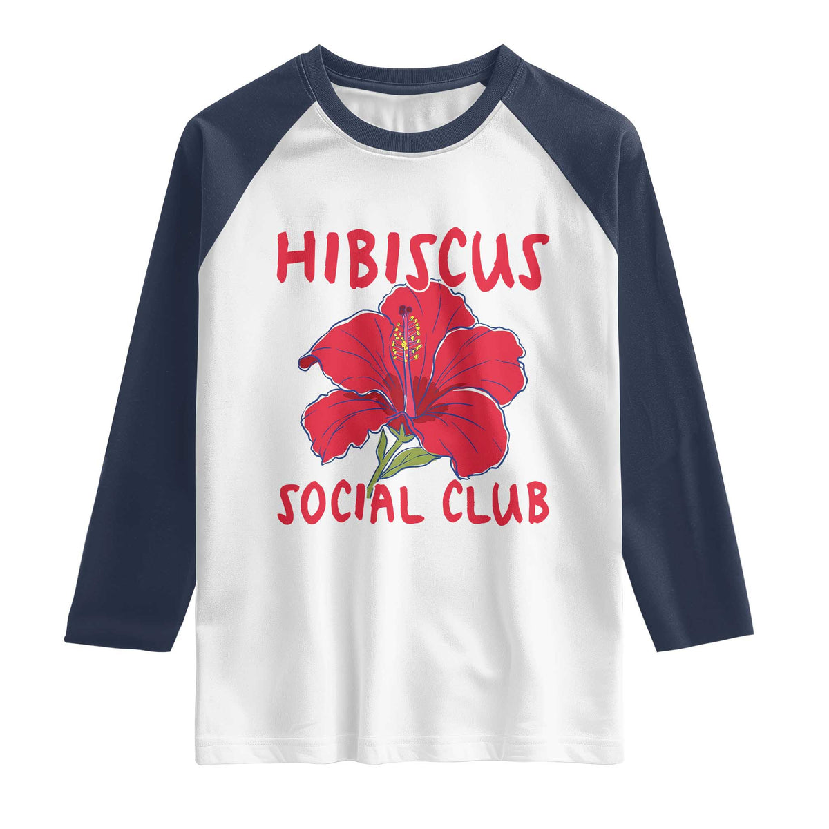 Hibiscus Flower Raglan Shirt Aloha Hawaii Tropical Beach Vacation