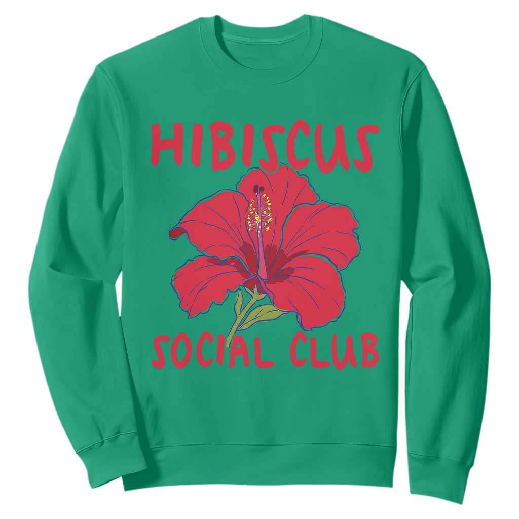 Hibiscus Flower Sweatshirt Aloha Hawaii Tropical Beach Vacation