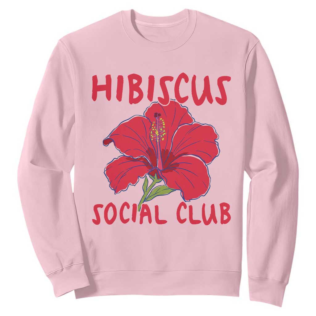 Hibiscus Flower Sweatshirt Aloha Hawaii Tropical Beach Vacation