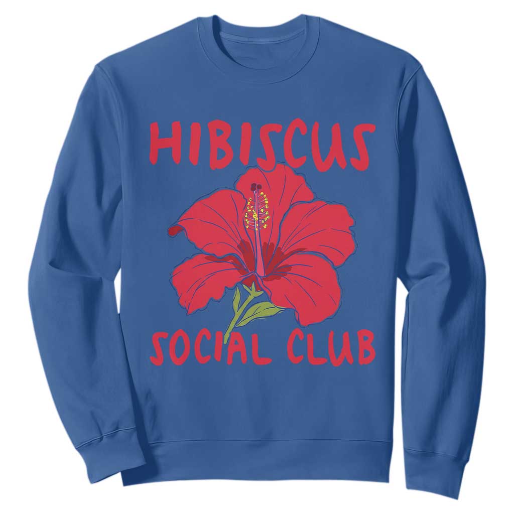 Hibiscus Flower Sweatshirt Aloha Hawaii Tropical Beach Vacation