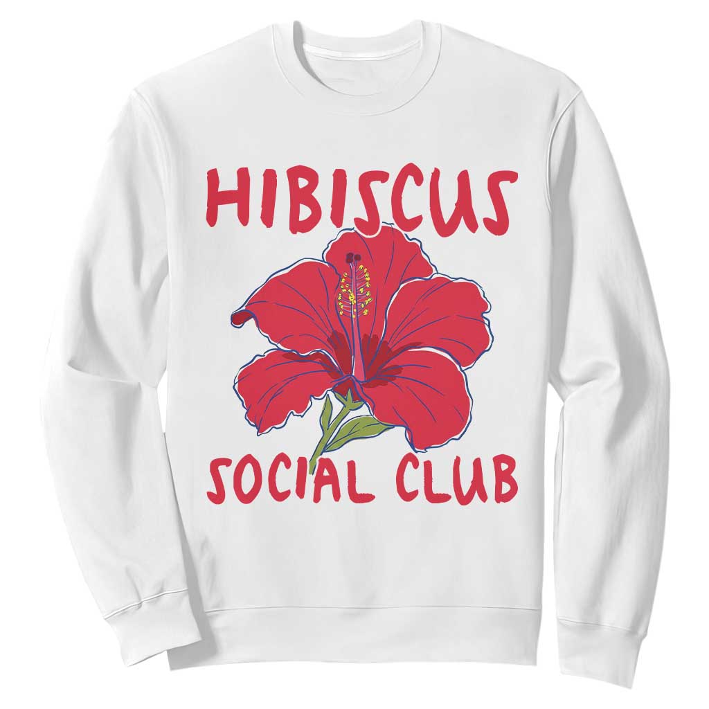 Hibiscus Flower Sweatshirt Aloha Hawaii Tropical Beach Vacation