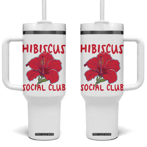 Hibiscus Flower Tumbler With Handle Aloha Hawaii Tropical Beach Vacation