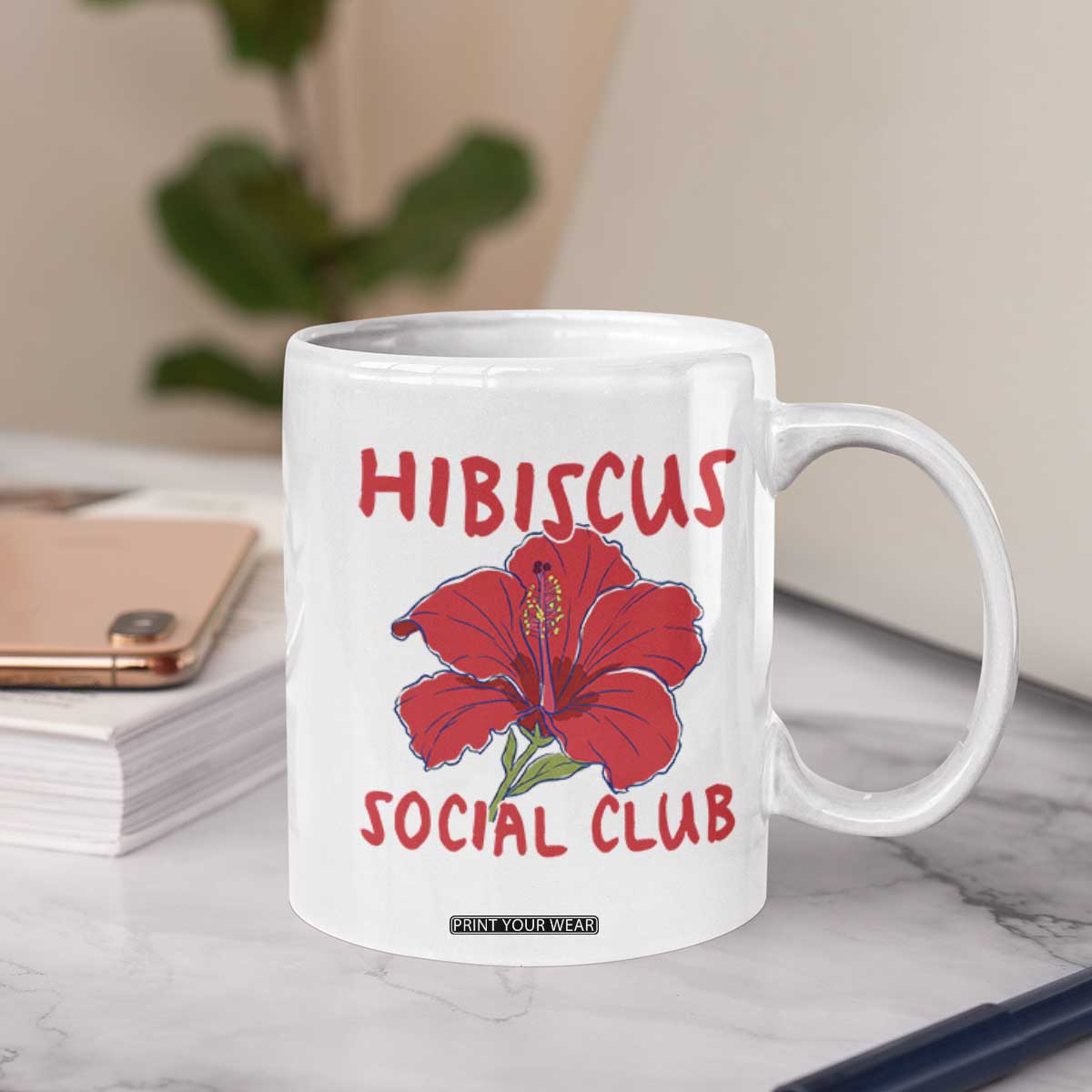 Hibiscus Flower Coffee Mug Aloha Hawaii Tropical Beach Vacation