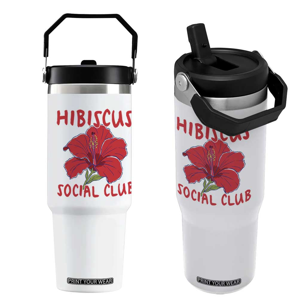 Hibiscus Flower Flip Straw Tumbler Aloha Hawaii Tropical Beach Vacation