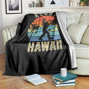 Funny Bigfoot Aloha Hawaiian Surfing Throw Blanket Tropical Beach Surfer Gift