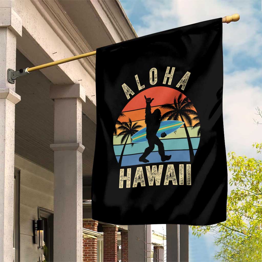 Funny Bigfoot Aloha Hawaiian Surfing Garden Flag Tropical Beach Surfer Gift
