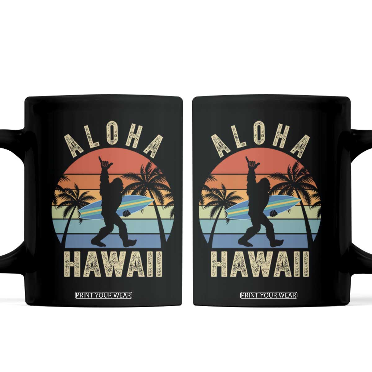 Funny Bigfoot Aloha Hawaiian Surfing Coffee Mug Tropical Beach Surfer Gift TS14 Black Print Your Wear