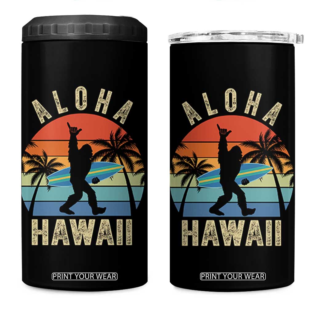 Funny Bigfoot Aloha Hawaiian Surfing 4 in 1 Can Cooler Tumbler Tropical Beach Surfer Gift TS14 One Size: 16 oz Black Print Your Wear