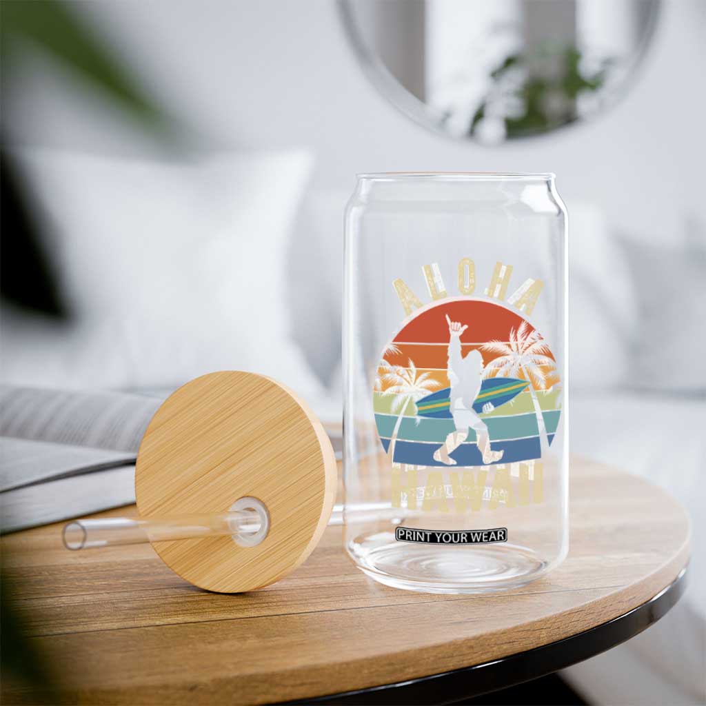 Funny Bigfoot Aloha Hawaiian Surfing Glass Can Tropical Beach Surfer Gift TS14 Print Your Wear