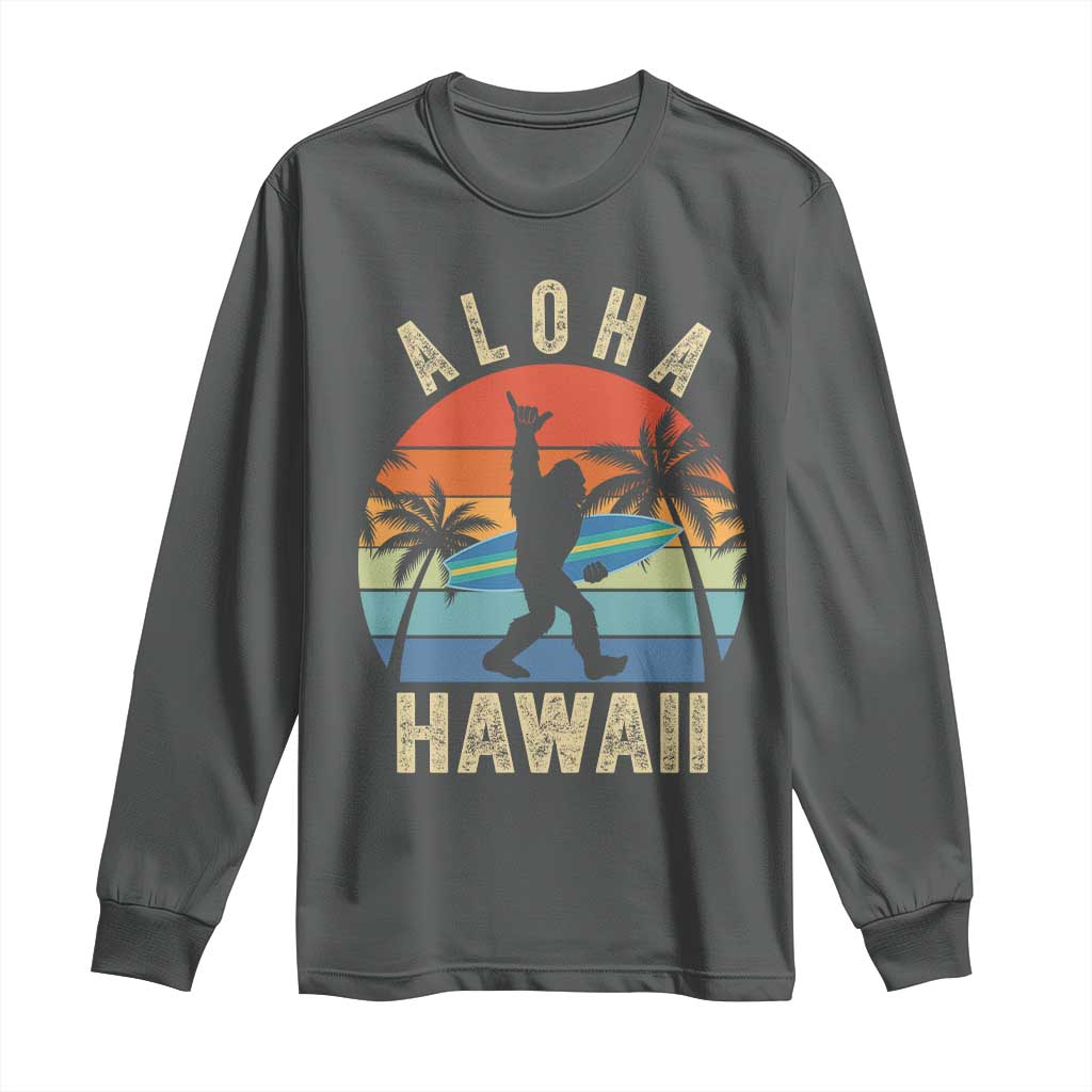 Funny Bigfoot Aloha Hawaiian Surfing Long Sleeve Shirt Tropical Beach Surfer Gift