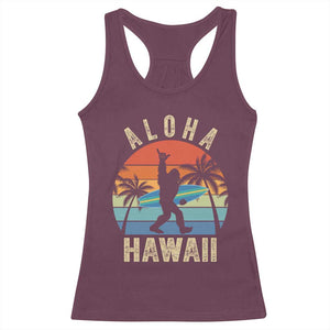 Funny Bigfoot Aloha Hawaiian Surfing Racerback Tank Top Tropical Beach Surfer Gift