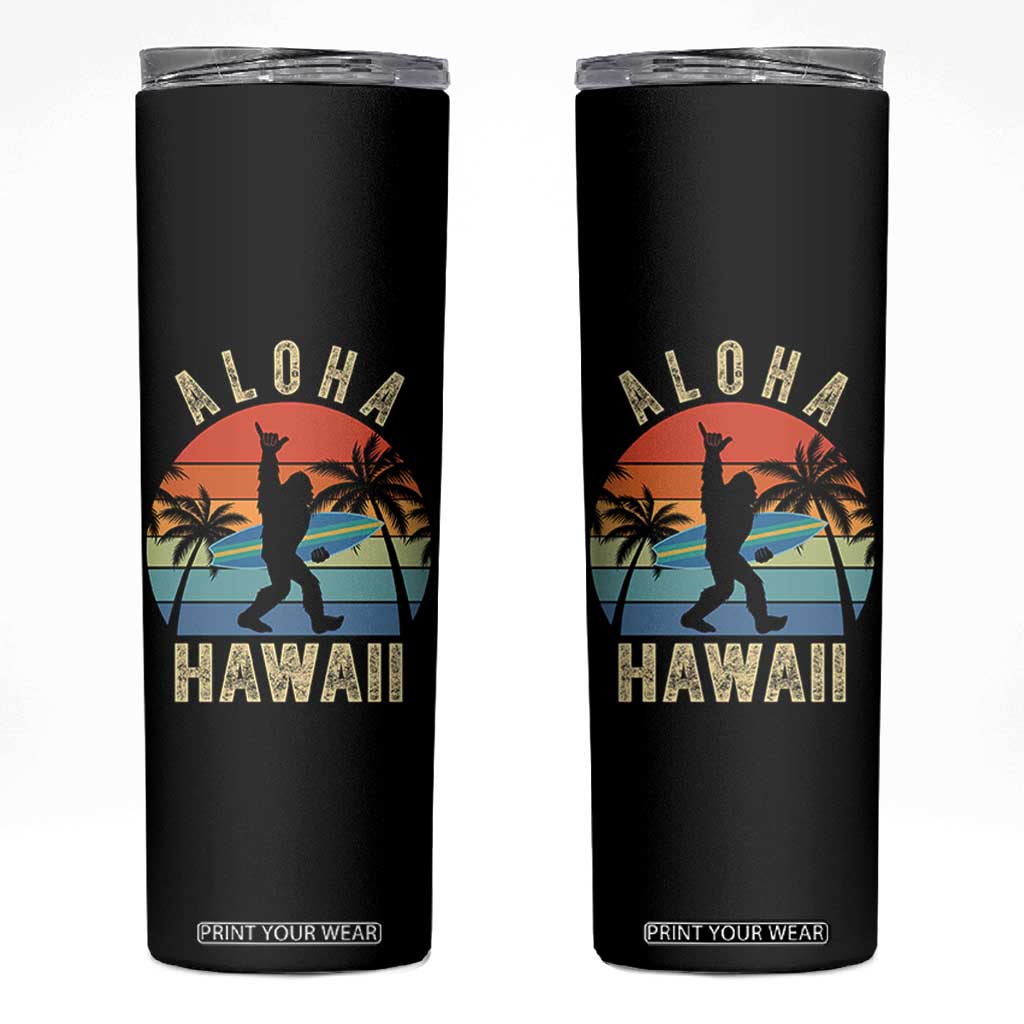 Funny Bigfoot Aloha Hawaiian Surfing Skinny Tumbler Tropical Beach Surfer Gift