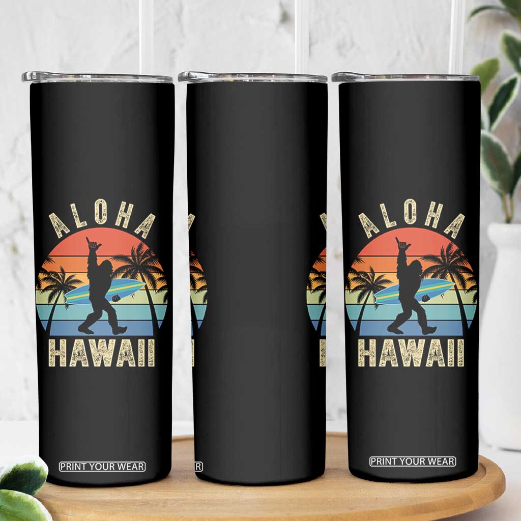 Funny Bigfoot Aloha Hawaiian Surfing Skinny Tumbler Tropical Beach Surfer Gift