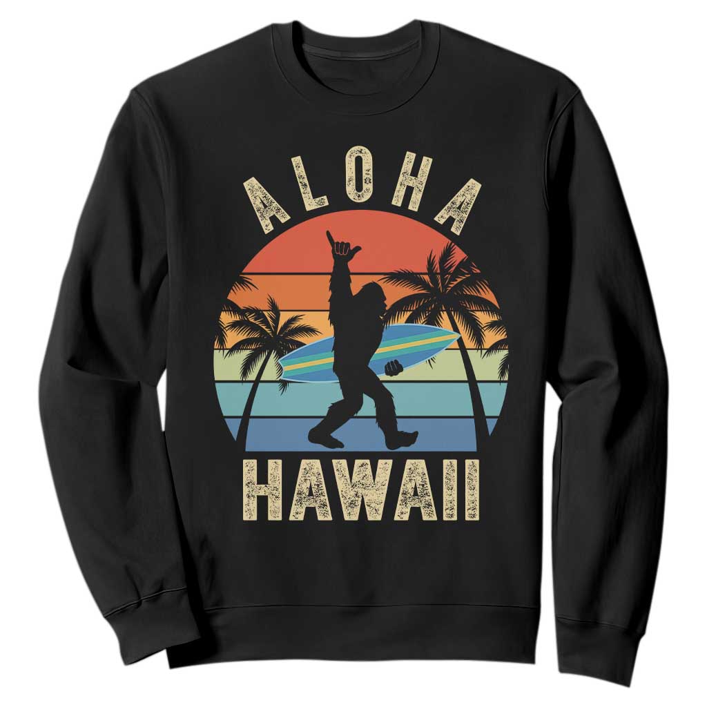 Funny Bigfoot Aloha Hawaiian Surfing Sweatshirt Tropical Beach Surfer Gift