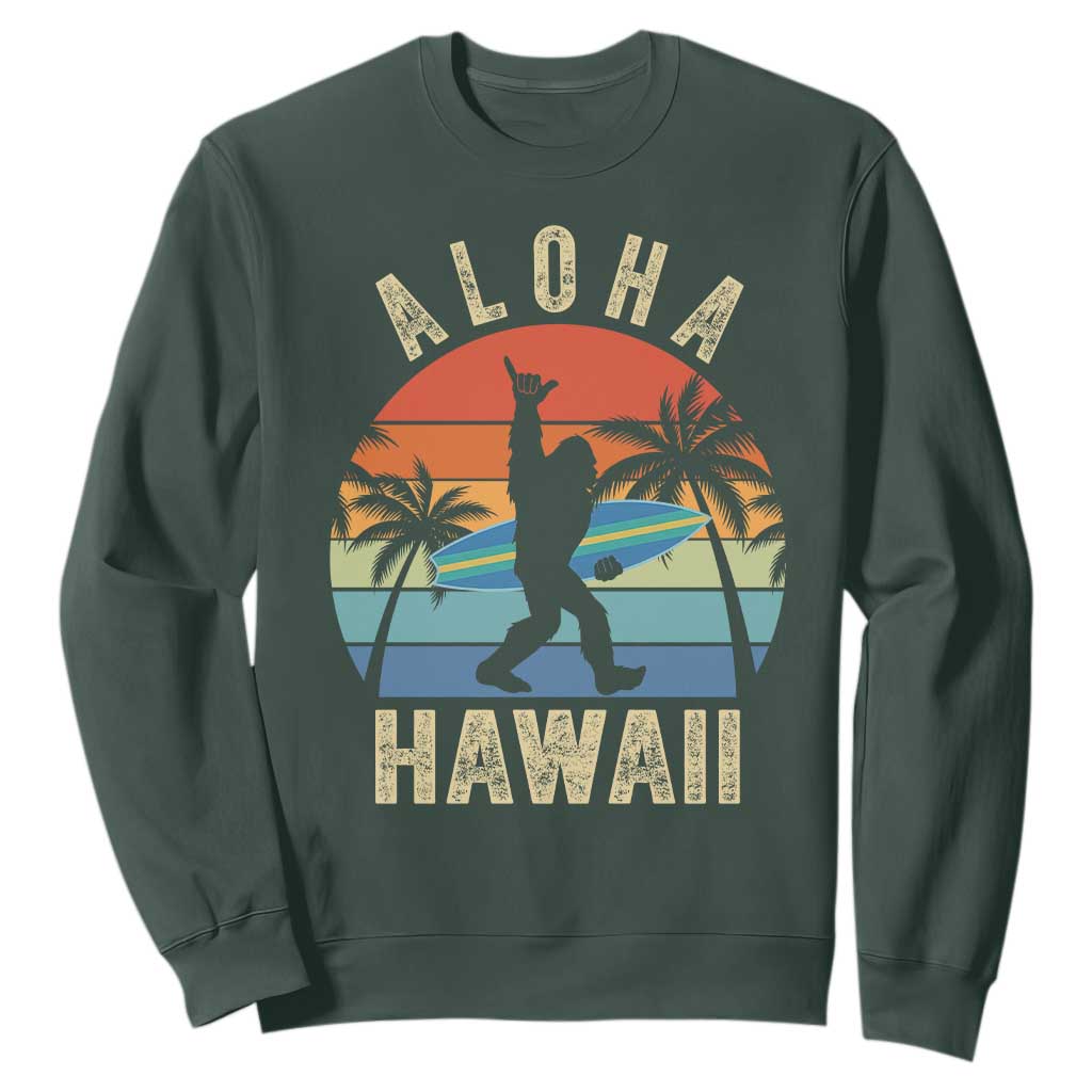 Funny Bigfoot Aloha Hawaiian Surfing Sweatshirt Tropical Beach Surfer Gift
