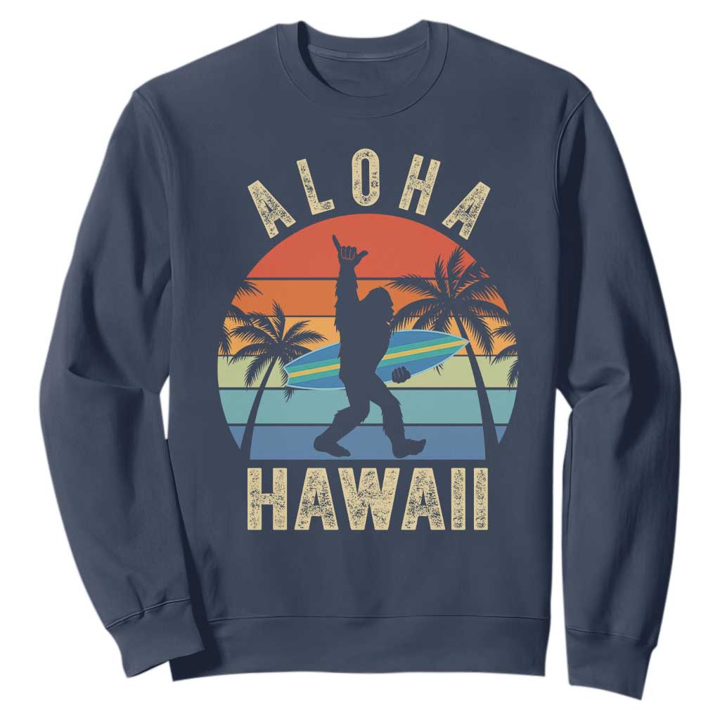 Funny Bigfoot Aloha Hawaiian Surfing Sweatshirt Tropical Beach Surfer Gift