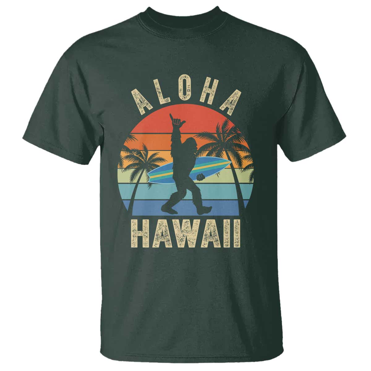 Funny Bigfoot Aloha Hawaiian Surfing T Shirt Tropical Beach Surfer Gift