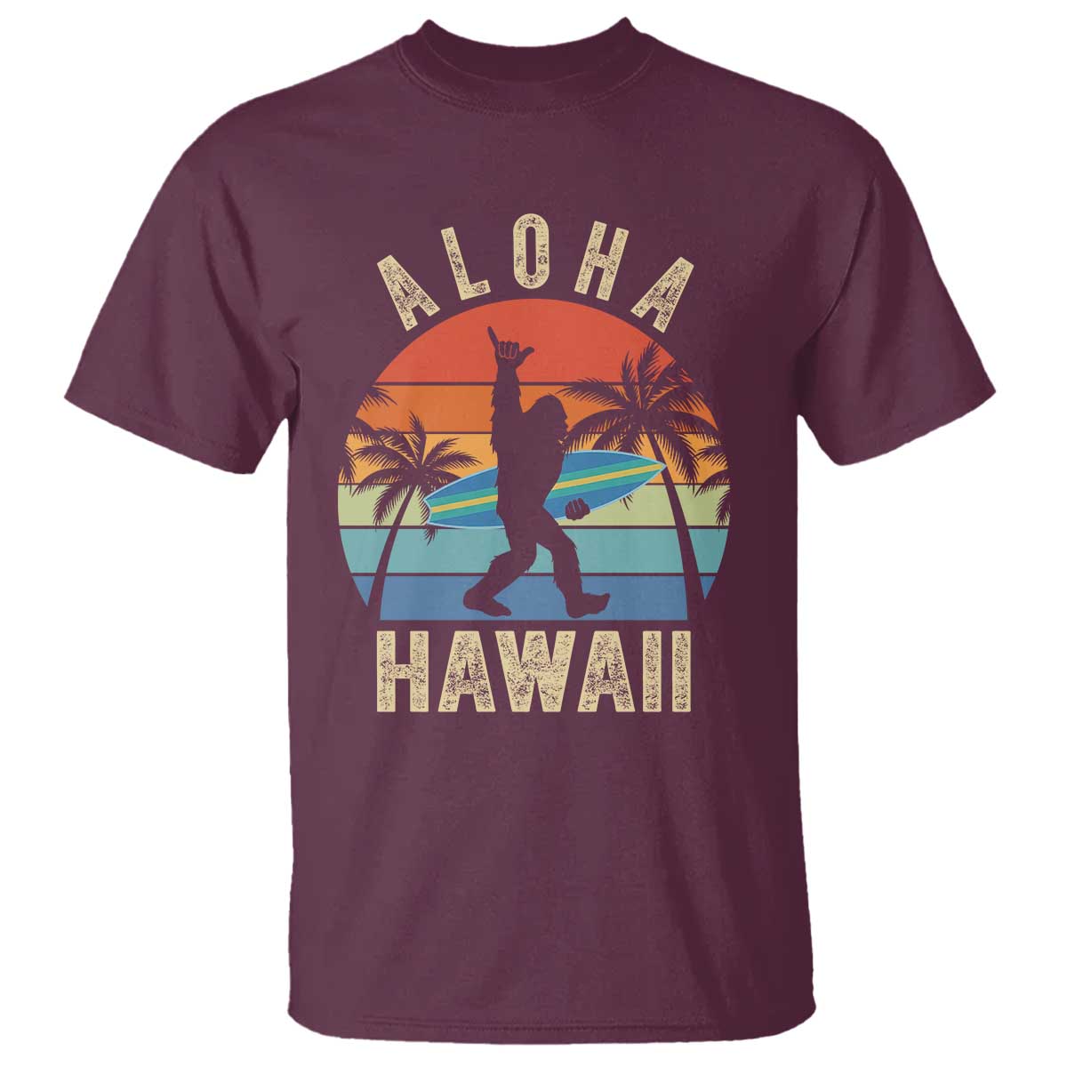 Funny Bigfoot Aloha Hawaiian Surfing T Shirt Tropical Beach Surfer Gift