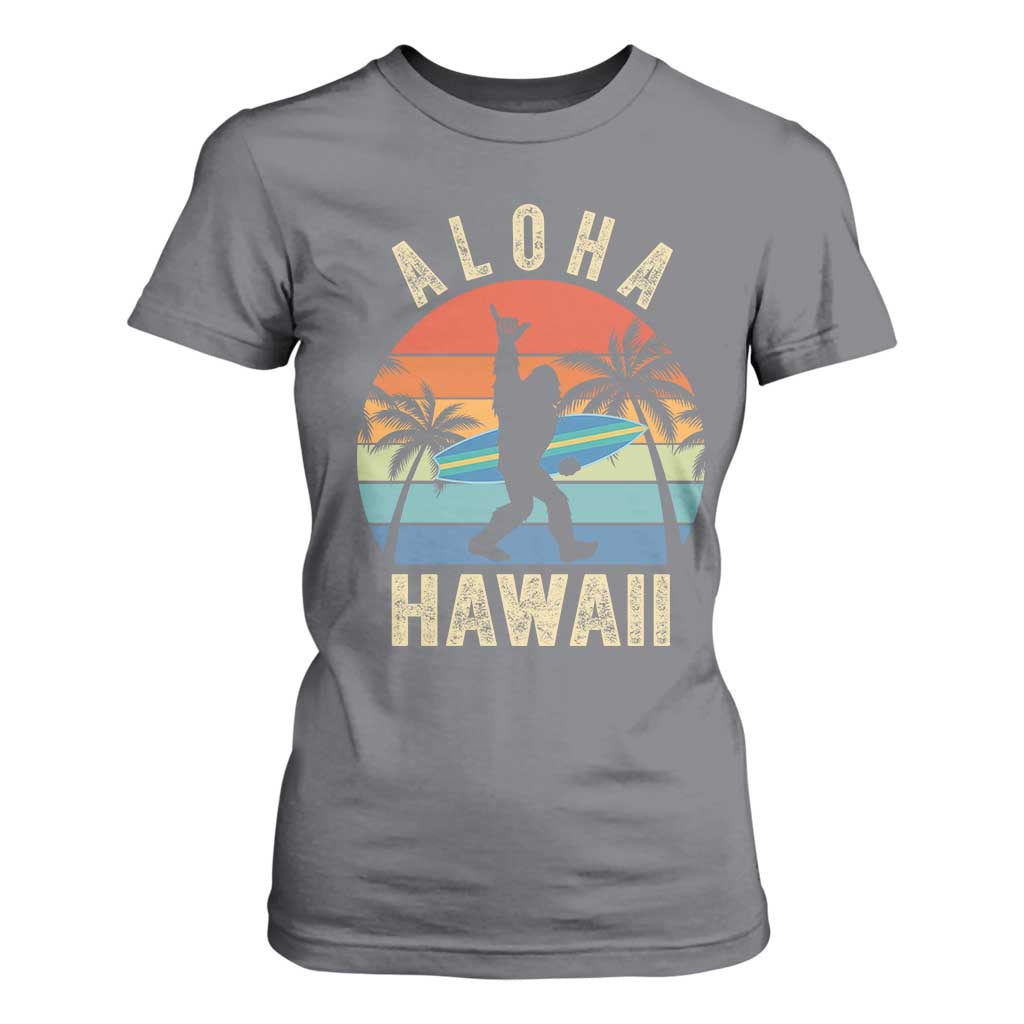 Funny Bigfoot Aloha Hawaiian Surfing T Shirt For Women Tropical Beach Surfer Gift