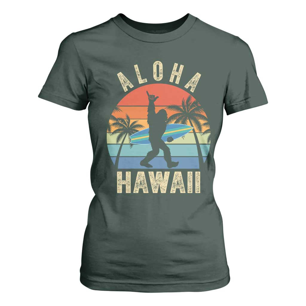 Funny Bigfoot Aloha Hawaiian Surfing T Shirt For Women Tropical Beach Surfer Gift