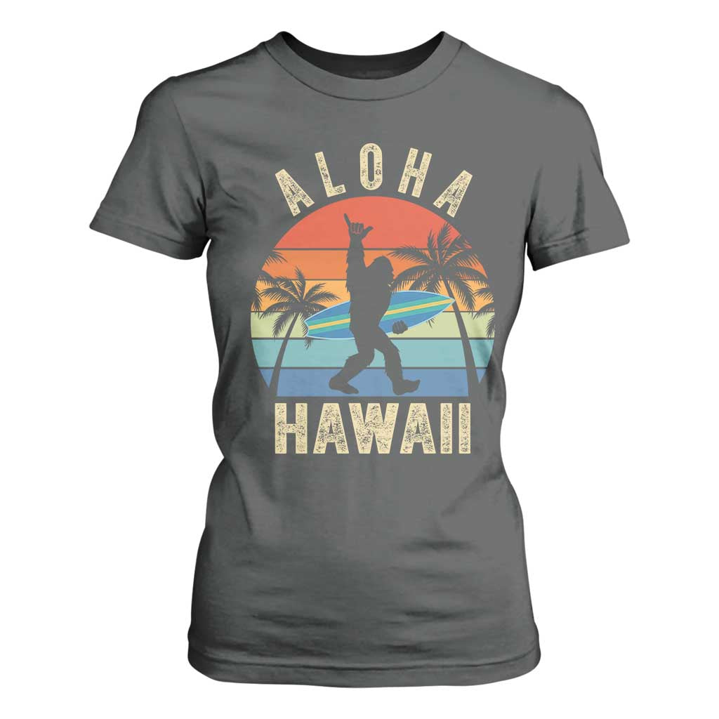 Funny Bigfoot Aloha Hawaiian Surfing T Shirt For Women Tropical Beach Surfer Gift