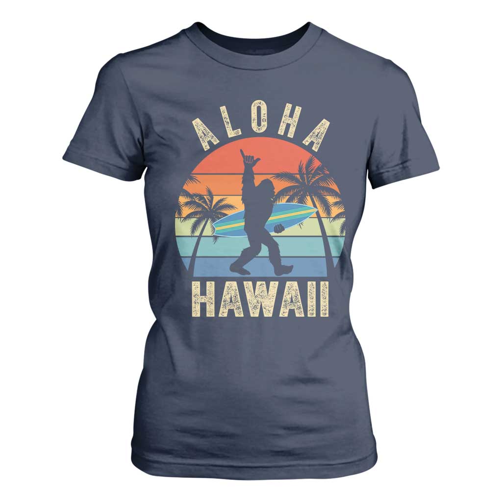 Funny Bigfoot Aloha Hawaiian Surfing T Shirt For Women Tropical Beach Surfer Gift