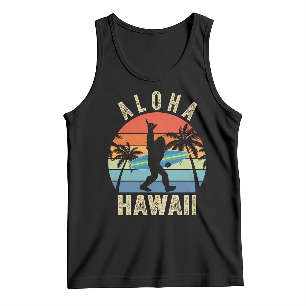 Funny Bigfoot Aloha Hawaiian Surfing Tank Top Tropical Beach Surfer Gift