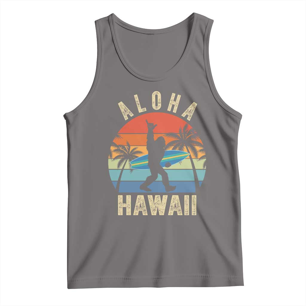 Funny Bigfoot Aloha Hawaiian Surfing Tank Top Tropical Beach Surfer Gift