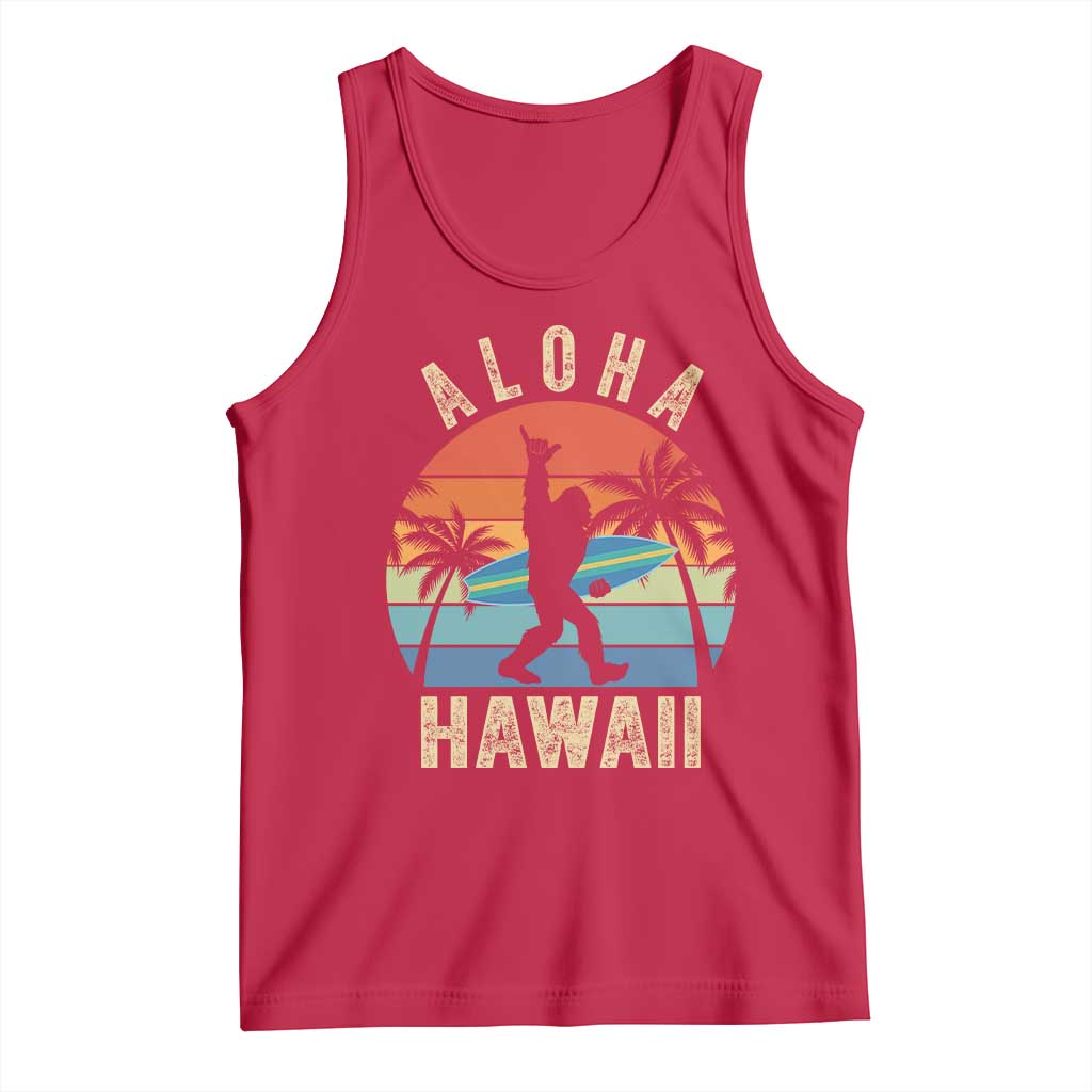 Funny Bigfoot Aloha Hawaiian Surfing Tank Top Tropical Beach Surfer Gift